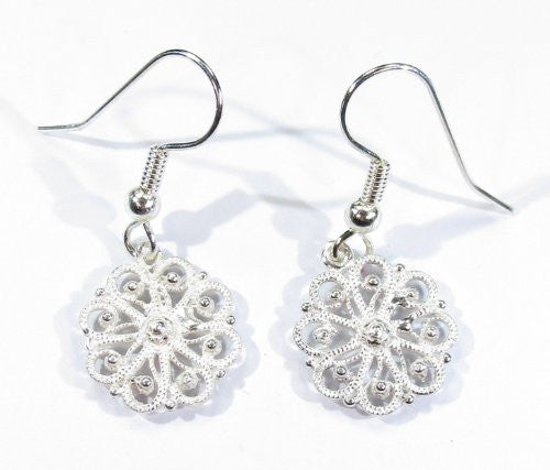 Sterling Silver Scandinavian Filigree Blaveis Spring Flower Earrings