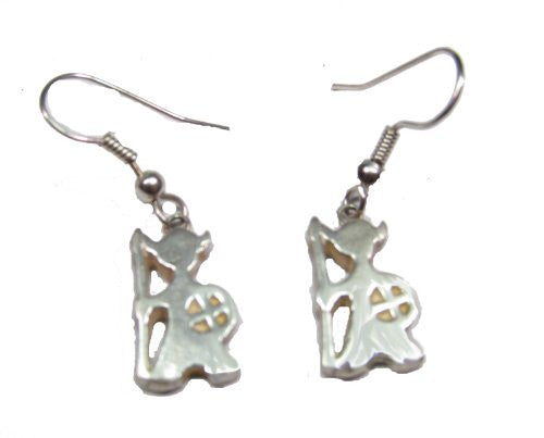 Sterling Silver Silhoutte Viking Warrior With Spear and Shield Earrings