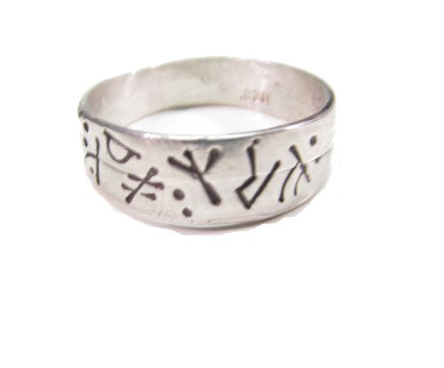 Sterling Silver Ring with Runes Futhark runes (10.5)