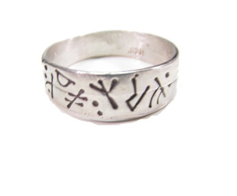 Sterling Silver Medieval Viking Futhark Runic Ring With Runes