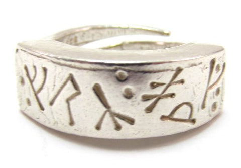 Sterling Silver Medieval Futhark Runic Ring with Runes