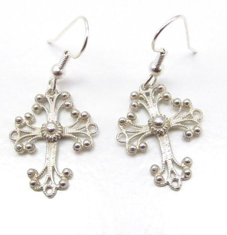 Sterling Silver Celtic Filigree Cross Earrings