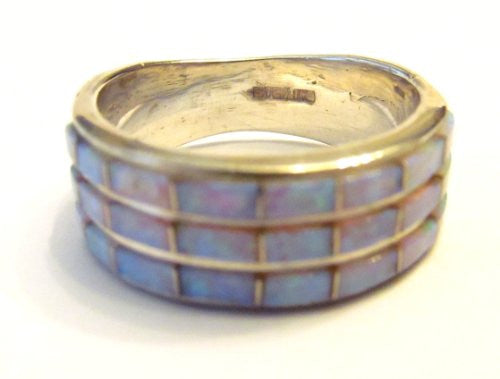 Southwestern Sterling Silver Ring with Opal Stones
