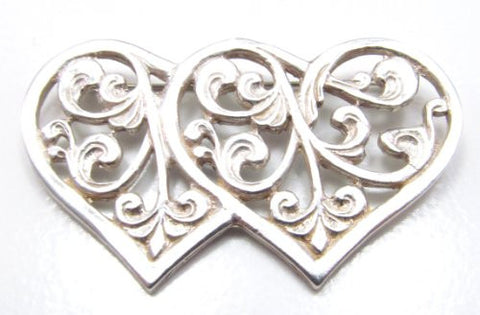 Sterling Silver Double Filigree Heart Pin