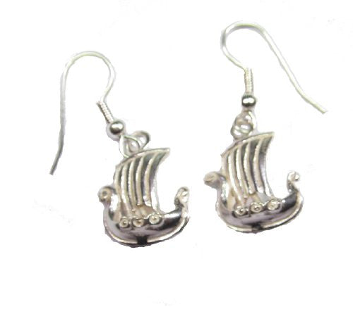 Sterling Silver 3D Viking Ship Earrings