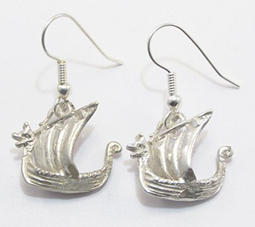 Sterling Silver Scandinavian Norse Viking Ship Earrings