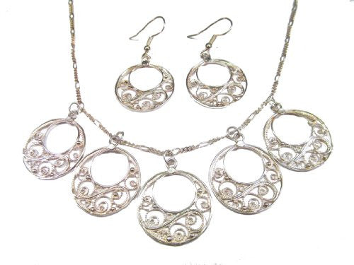Sterling Silver Round Filigree Necklace