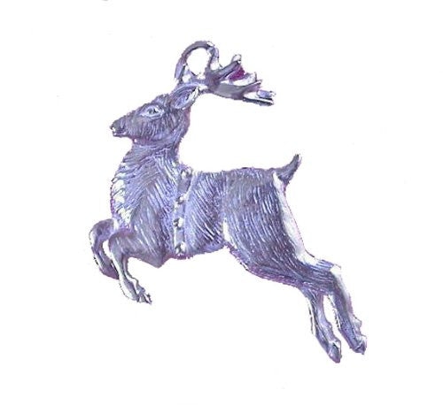 Sterling SIlver Leaping Christmas Reindeer Ornament/ Pendant