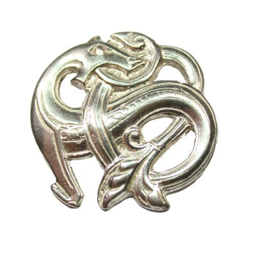 Sterling Silver Scandinavian Norse 2 Serpent Brooch/Pin