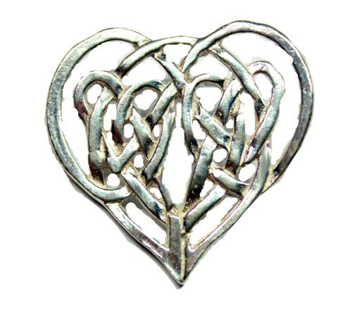 Sterling Silver Celtic Traditional Heart Shaped Love Knot Heart Brooch